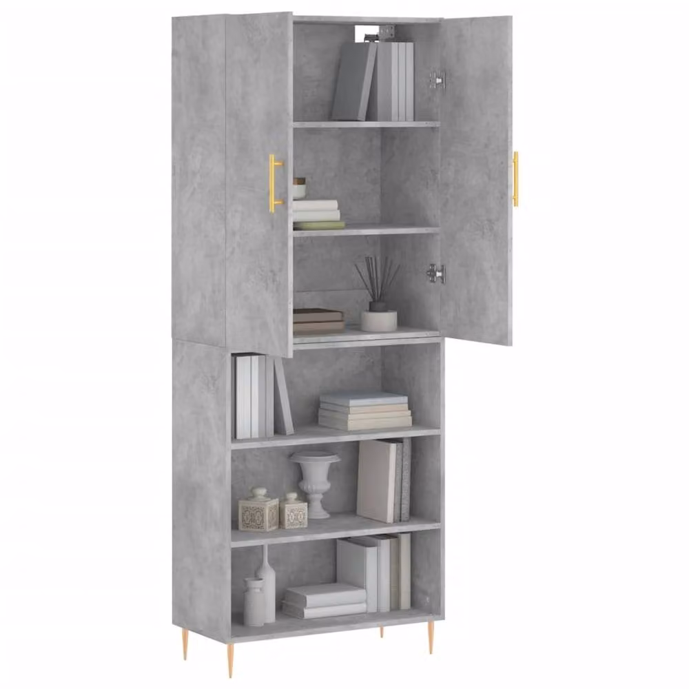 Berkfield Home Modern Highboard in Concrete Grey, W/D/H: 69.5 x 34 x 180 cm – 2