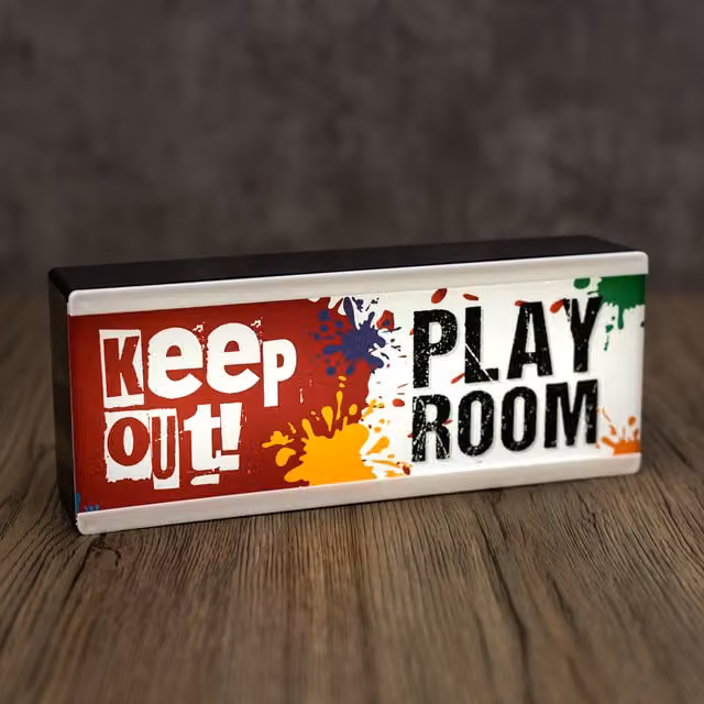 Echo Three LED Keep Out Play Room Light Up Sign in Red and White