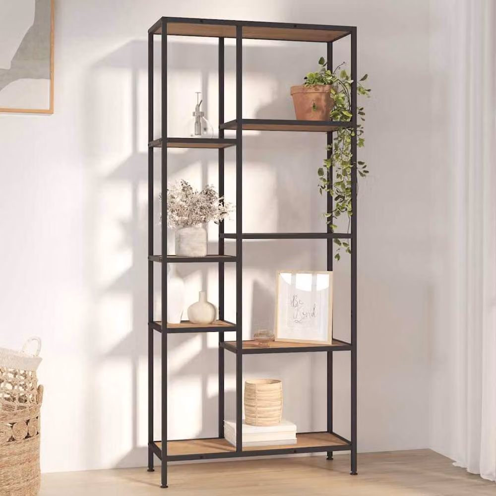 Berkfield Home Industrial Book Shelf in Brown, Steel and Wood, W/D/H: 80 x 30 x 180 cm – 2