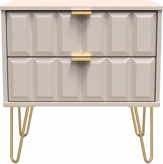 Ready Assembled 2 U Metro 2 Drawer Side Table in Taupe – 1