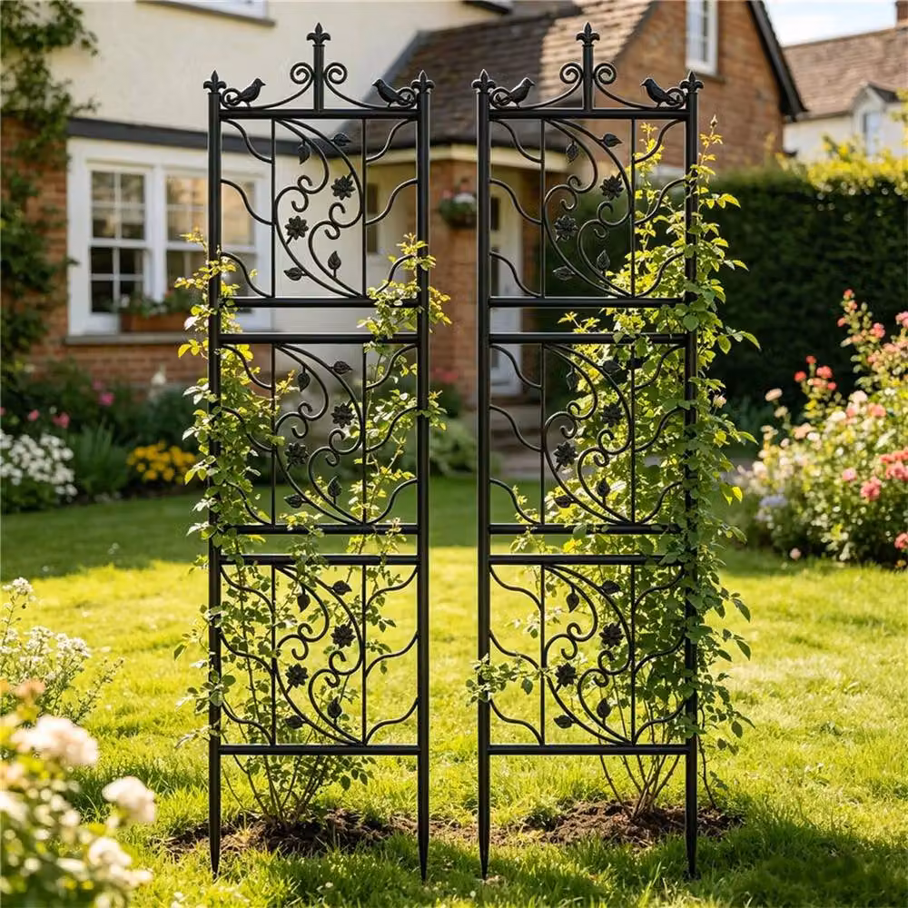 Kelvenix Black Metal Garden Trellis Climbing Plant Support Frame – 4