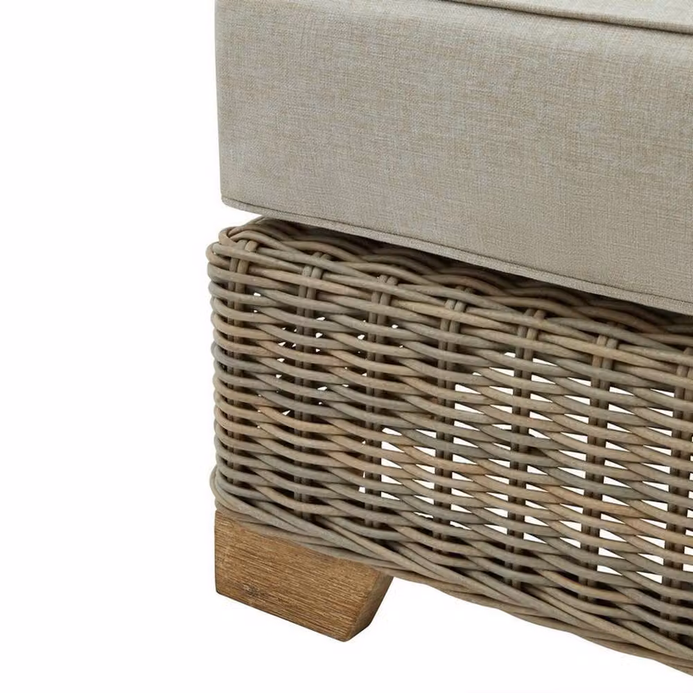 Lemon Pavilion Capri Collection Outdoor Foot Stool in Beige Metal, W: 81 cm, D: 56 cm, H: 24 cm – 3