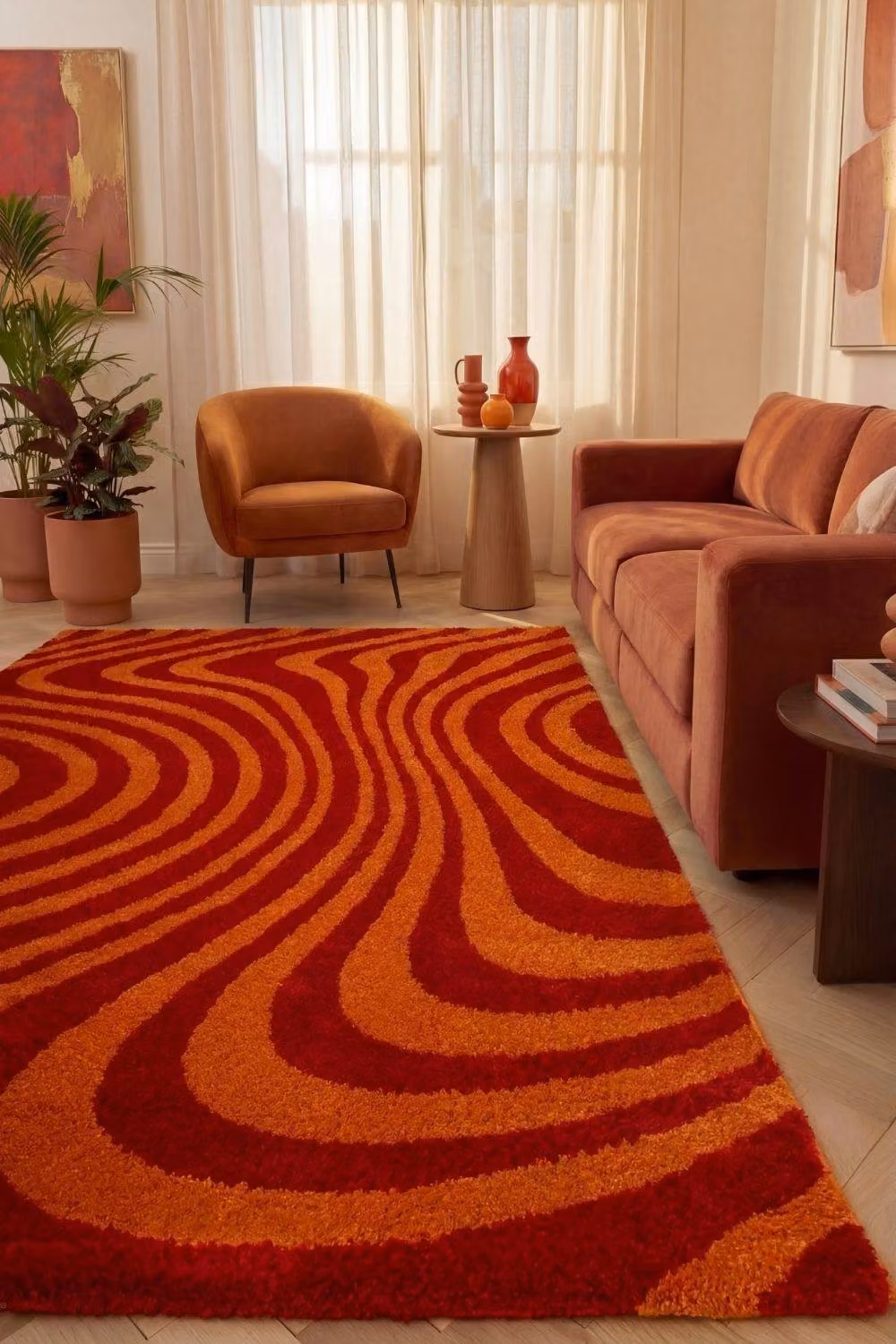 THE RUGS Joli Striped Soft and Dense Pile Rectangular Rug in Red, W: 120 cm, D: 170 cm – 2
