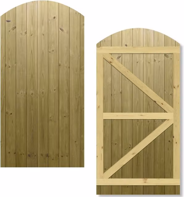 Premier Garden Supplies Interlocked Tongue Groove Arch Top Pedestrian Garden Gate, Pressure Treated, W: 90 cm