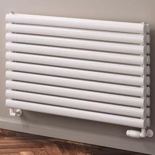 Bathroom Kingdom Nevah Anthracite Double Oval Steel Radiator, H: 59.0 cm, W: 140.0 cm