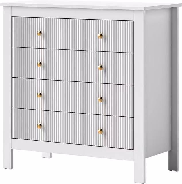 ERGOVEXA Elegant Chest of Five Drawers in White and Gold