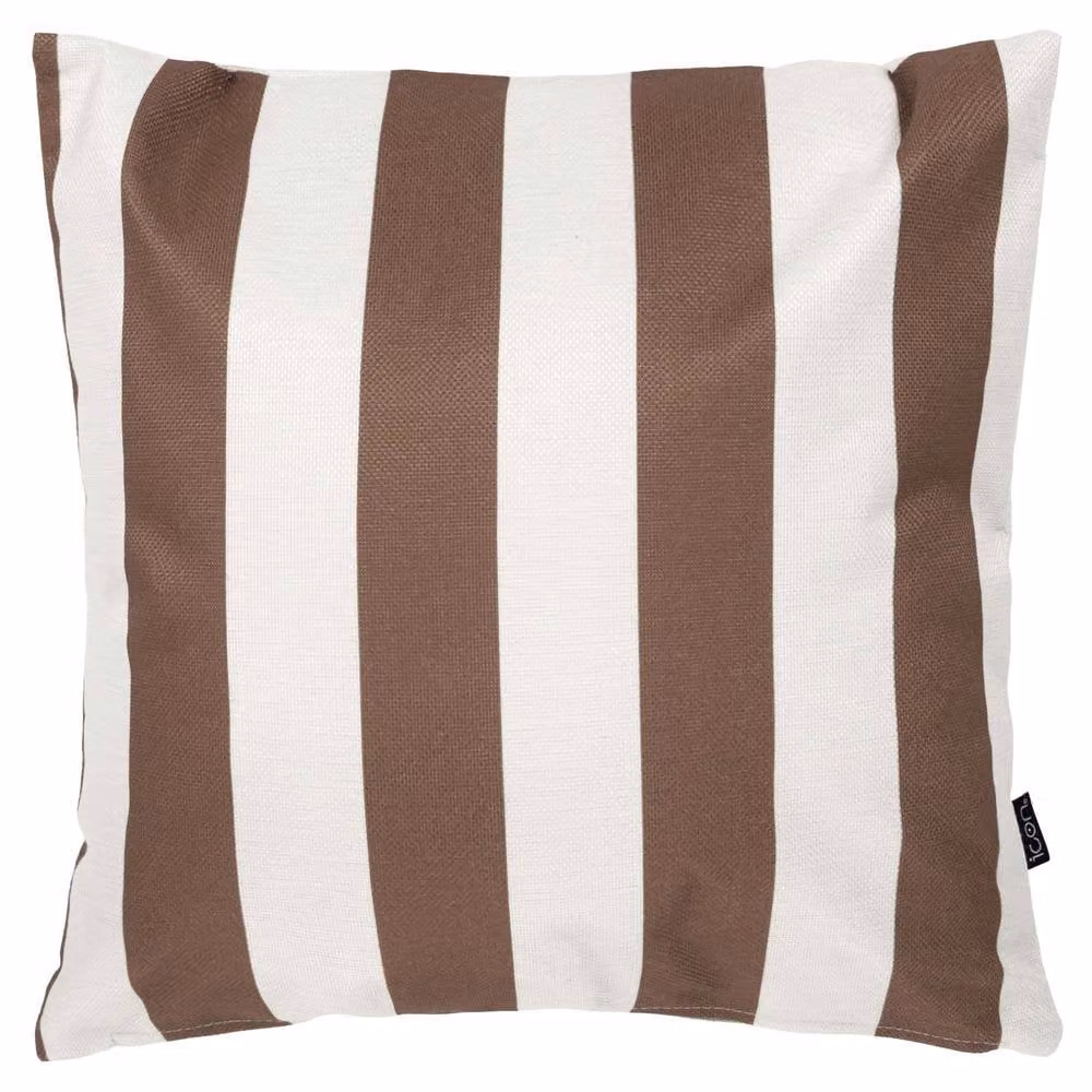 icon Set of 2 Brown Striped Square Indoor Outdoor Cushions, W/D/H: 43 x 43 x 43 cm – 3