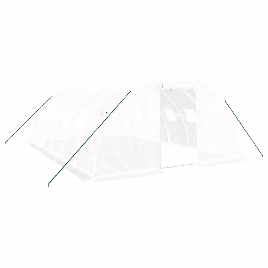 Berkfield Home Freestanding Greenhouse with Steel Frame and Plastic Windows, White, W/D/H: 6 x 4 x 2 m – 2