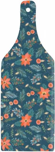 Purely Home Floral Glass Serving Board in Blue