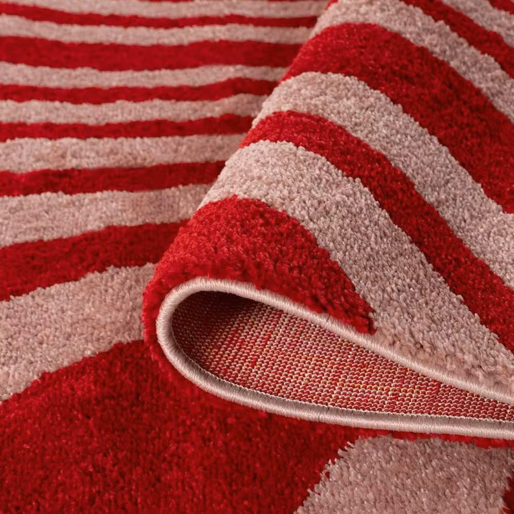THE RUGS Joli Striped Soft and Dense Pile Pink Rectangular Rug, W: 200 cm, D: 290 cm – 4