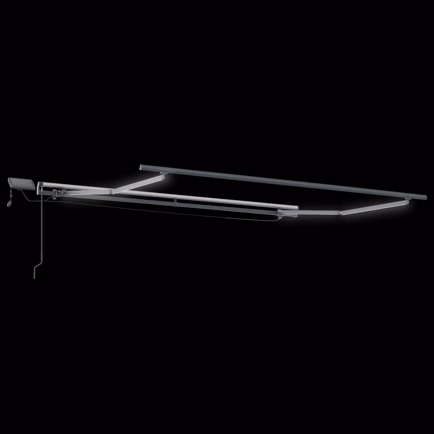 Berkfield Home Manual Retractable Folding Arm Awning with LED in Beige, W: 350 cm, D: 250 cm – 3