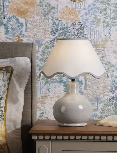 Laura Ashley Bramhope Ceramic Table Lamp in Grey and White