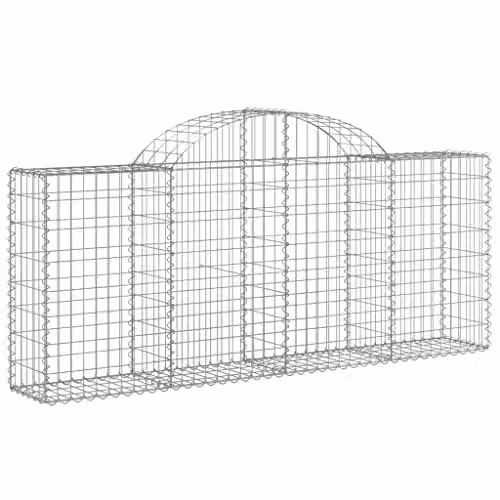 vidaXL 11-Piece Arched Gabion Baskets in Silver Galvanised Steel, W: 200 cm, D: 30 cm, H: 80/100 cm
