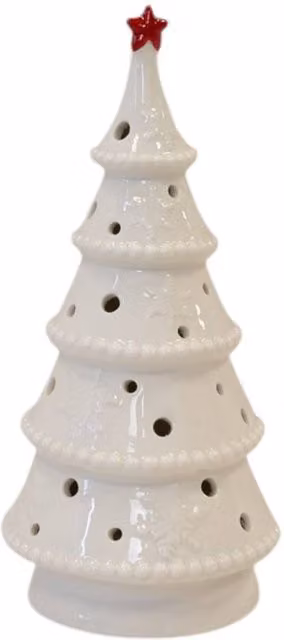 Four Candle White LED Winter Wonderland Tabletop Tree with Star, Height: 25 cm