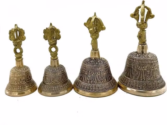 KDMK Gold Medium Tibetan Tingsha Bell for Meditation and Spiritual Practice