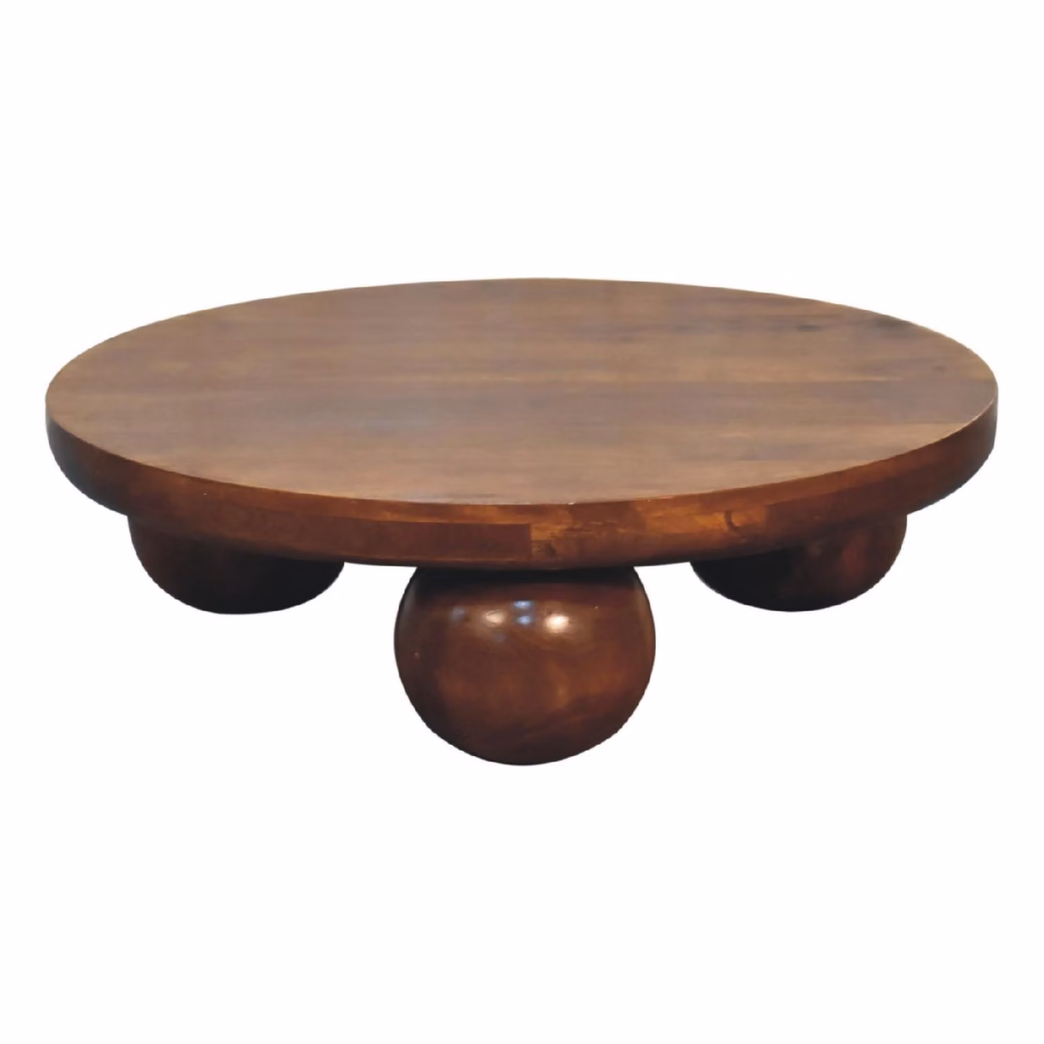 Aosom UK Solid Mango Wood Centre Table with Sculptural Ball Base, Brown, W/D/H: 80 x 80 x 23 cm – 2