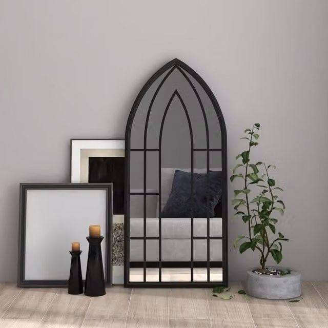 Berkfield Home Antique Black Metal Rectangular Wall Mirror W: 100 cm, H: 45 cm – 1