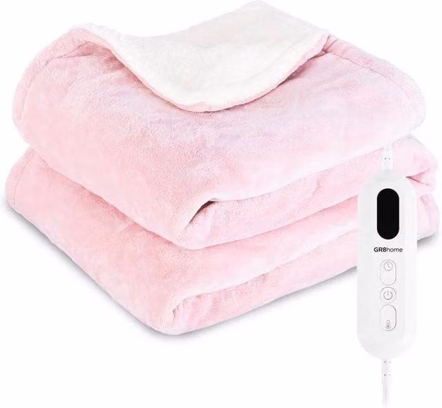 Gr8 Home Electric Heated Blanket in Pink, W: 160 cm, D: 130 cm – 1