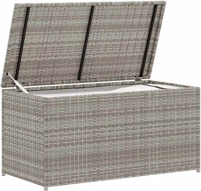 Berkfield Home Grey Poly Rattan Garden Storage Box, W/D/H: 100 x 50 x 50 cm – 1