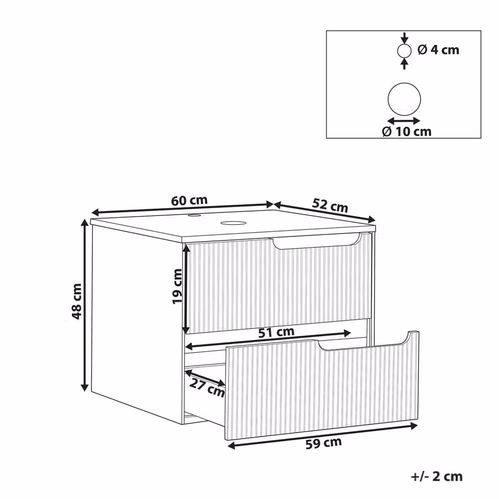 Wyld and Coco Black MDF Wall-Mounted Cabinet with Fluted Front, W: 60.0 cm, D: 48.0 cm, H: 52.0 cm – 3