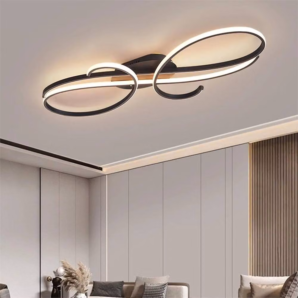 Nordara Modern Dimmable LED Ceiling Lamp with Remote Control in Black – 3
