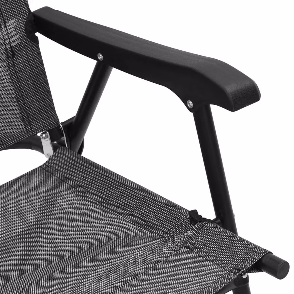 Berkfield Home Set of 4 Folding Garden Chairs in Melange Grey Steel and Textilene – 5