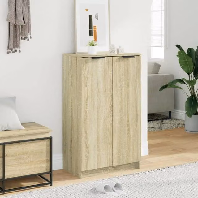 Berkfield Home Sonoma Oak Shoe Cabinet in Beige, W/D/H: 59 x 35 x 100 cm