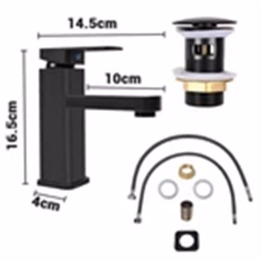 Nordara Black Square Waterfall Basin Mixer Tap with Pop-Up Waste, Matt Black – 2