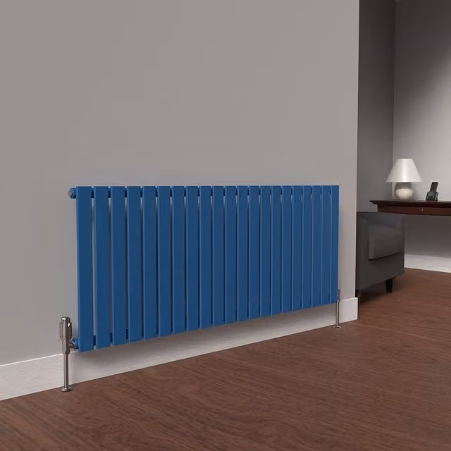 Lux Heat Flat Horizontal Coloured Radiator in Galaxy Blue, W: 147 cm, H: 60 cm
