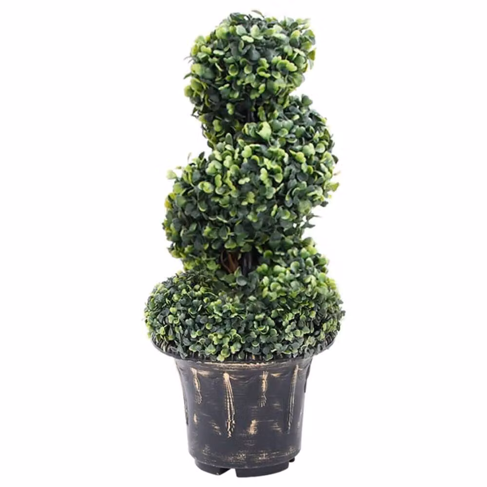 Berkfield Home Artificial Green Boxwood Spiral Potted Plant, Height: 59 cm – 2