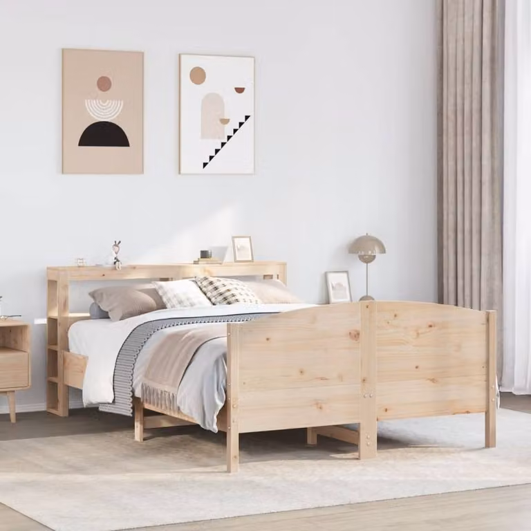 Berkfield Home Rustic Solid Wood Pine Bed Frame in Brown, W/D/H: 160 x 200 cm
