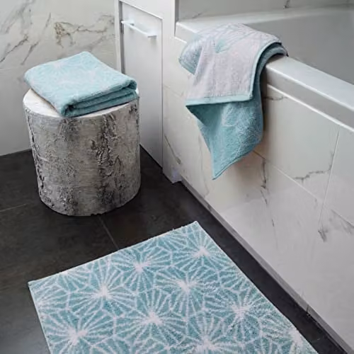 Allure Bath Fashions Geometric Design Non-Slip Microfibre Bath Mat, Blue, W: 50 cm, D: 80 cm – 2