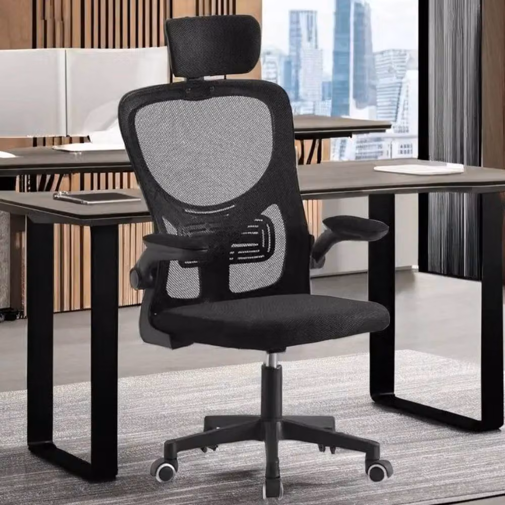Nordara Black Ergonomic Mesh Home Office Chair with Headrest and Armrests – 4