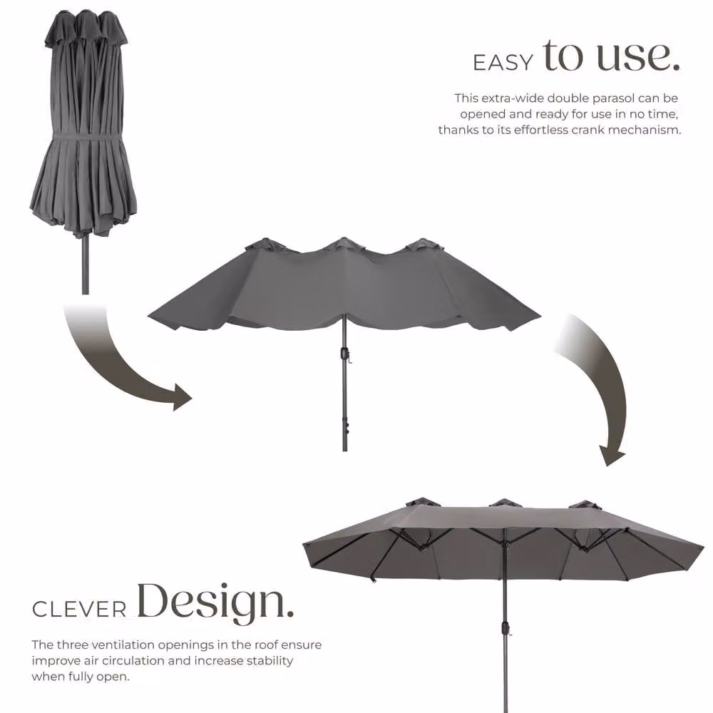 tectake Silia Cantilever Parasol in Grey, W/D/H: 270 x 241 x 241 cm – 3