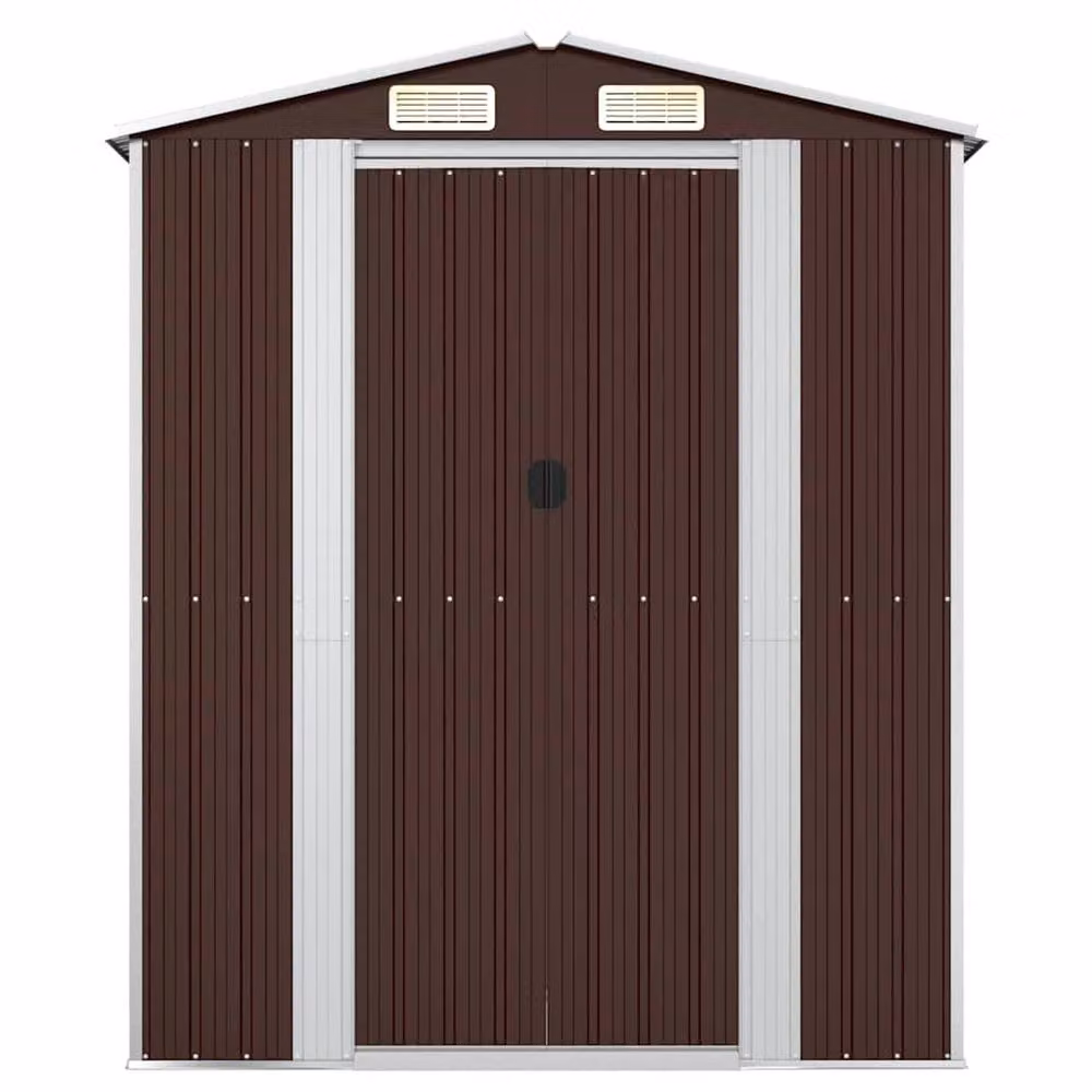 Berkfield Home Garden Shed in Dark Brown, Galvanised Steel with Sliding Doors and Side Vent, W/D/H: 192 x 108 x 223 cm – 3
