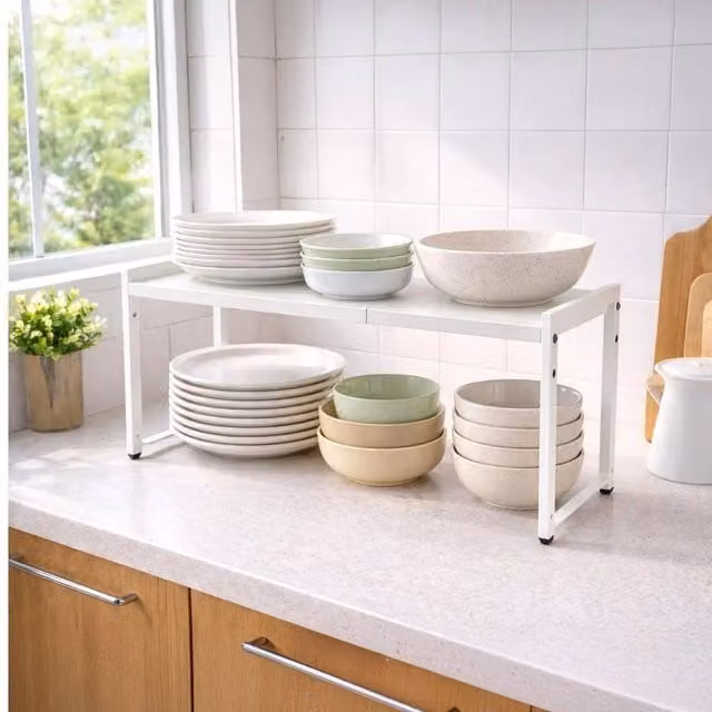 EONLION White Metal Kitchen Shelf Organiser and Stackable Spice Rack, Width: 100 cm