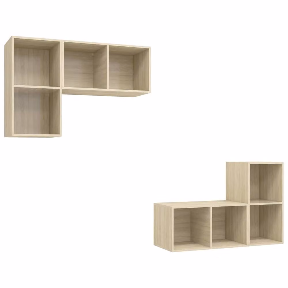 Berkfield Home Practical Wall-mounted TV Cabinets, 4 Piece Set in Sonoma Oak Light Brown, W/D/H: 72 x 37 x 37 cm – 3