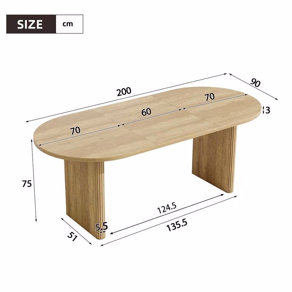Matteo Extendable Oak Dining Table with Rounded Corners in Brown – 4