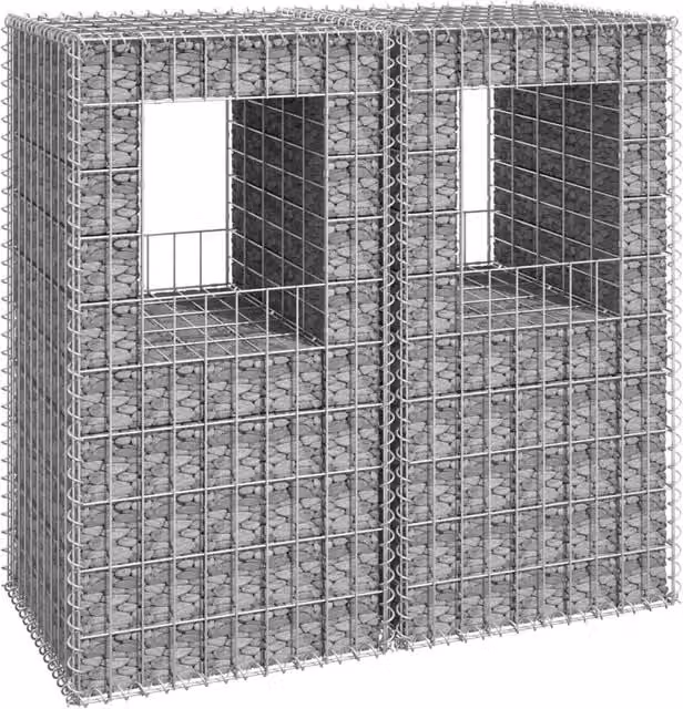 Berkfield Home Silver Steel Gabion Basket Posts, 2 Pack, W/D/H: 50 x 50 x 100 cm