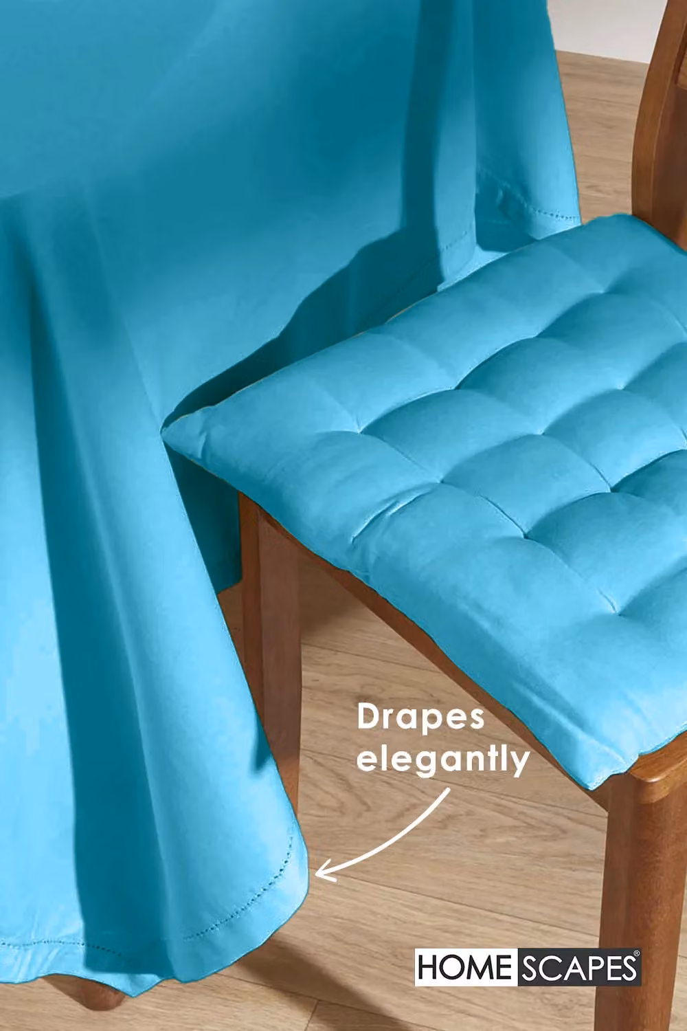Homescapes Plain Blue Cotton Rectangular Tablecloth, W: 137 cm, L: 228 cm – 3