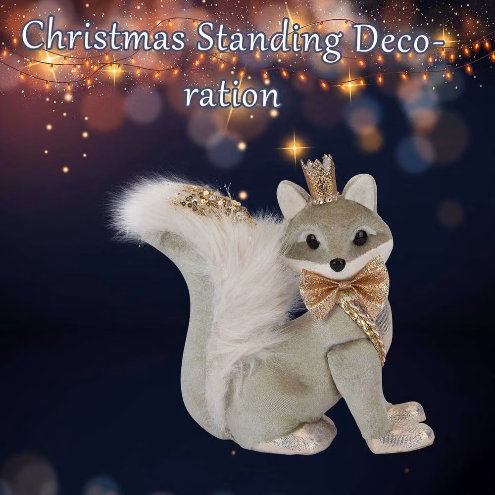 VFM e-Store Green Velvet Fox Christmas Decoration, W/H: 20 x 9 cm – 3