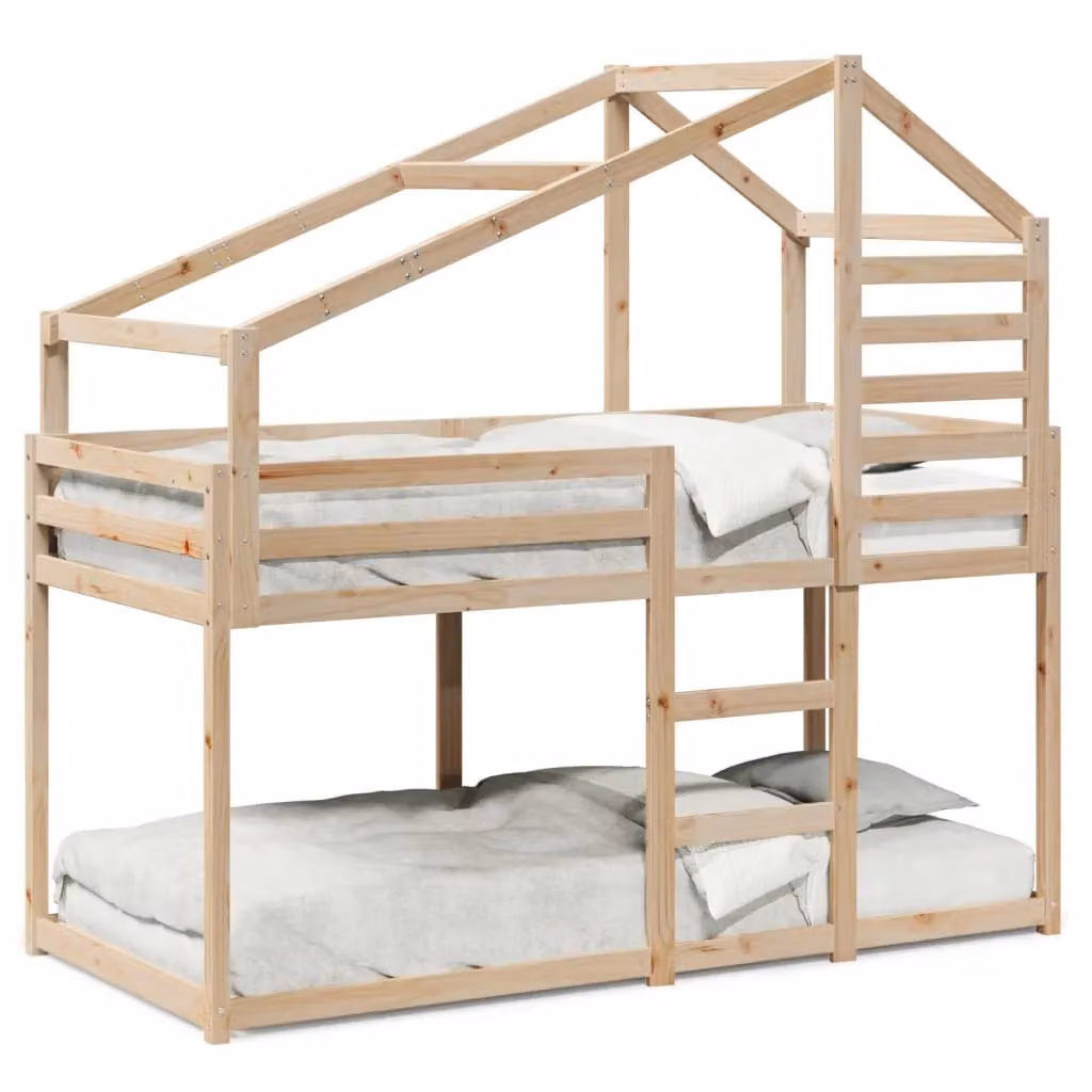 Berkfield Home Rustic Solid Wood Pine Bunk Bed in Brown, W/D/H: 80 x 200 cm – 2