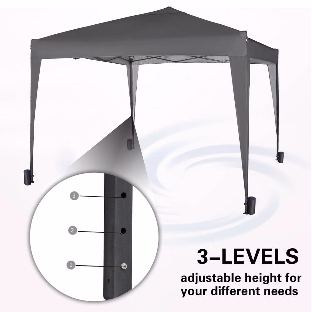 MCC Direct Pop Up Gazebo Party Tent Marquee with Storage Bag, Grey, W: 200 cm, D: 200 cm, H: 255 cm – 3