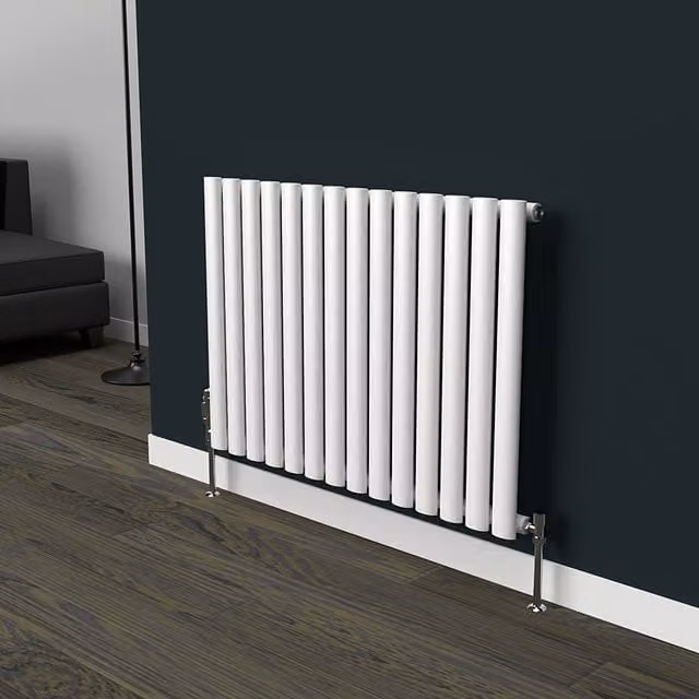 Lux Heat Oval White Horizontal Wall Mounted Radiator, W: 78 cm, H: 60 cm