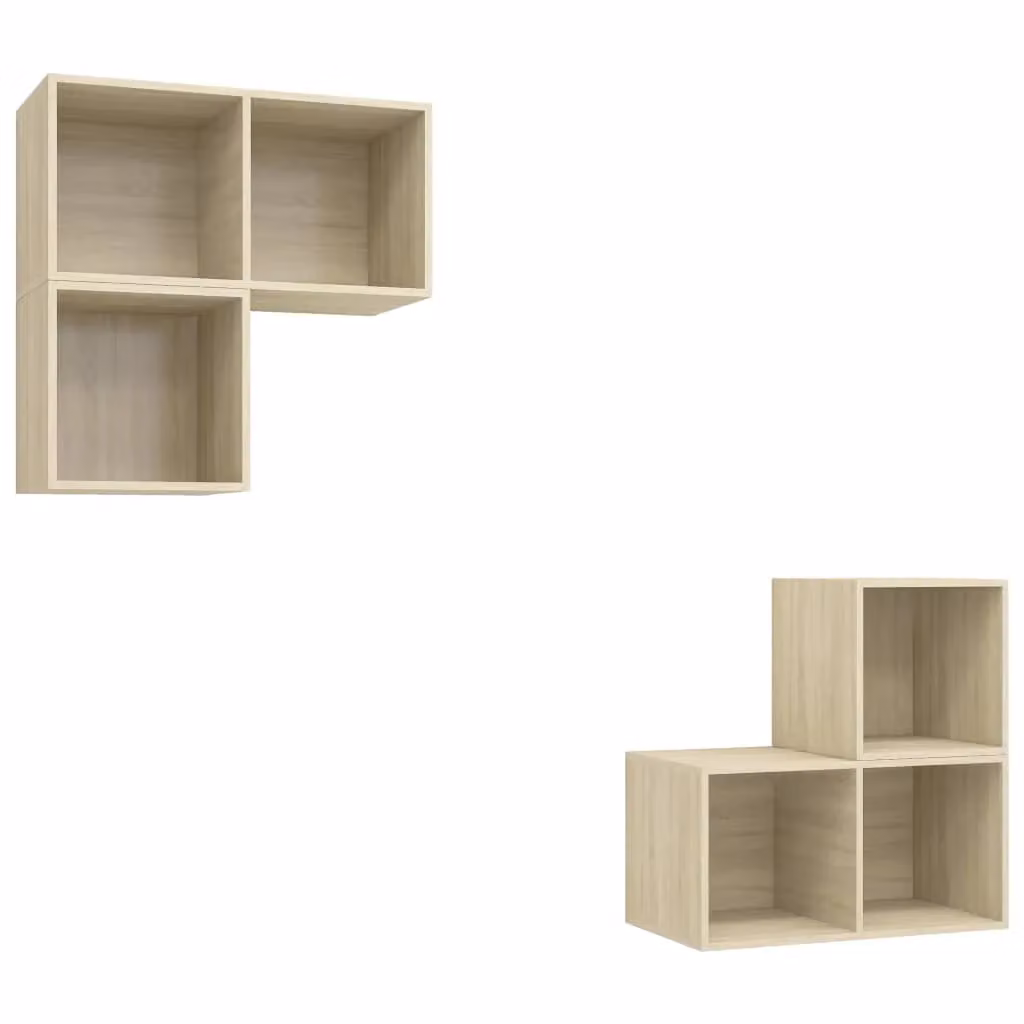 Berkfield Home 4 Piece Sonoma Oak TV Cabinet Set in Brown and Beige – 2