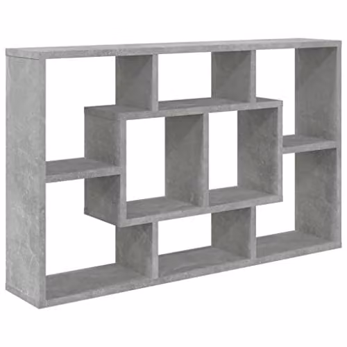 vidaXL Wall Mounted Shelf in Grey MDF, W: 85 cm, D: 16 cm, H: 52.5 cm – 1