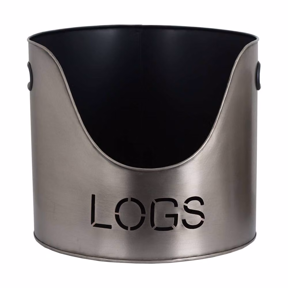 Hill Interiors Silver Metal Kindling Buckets and Matchstick Holder Set – 4
