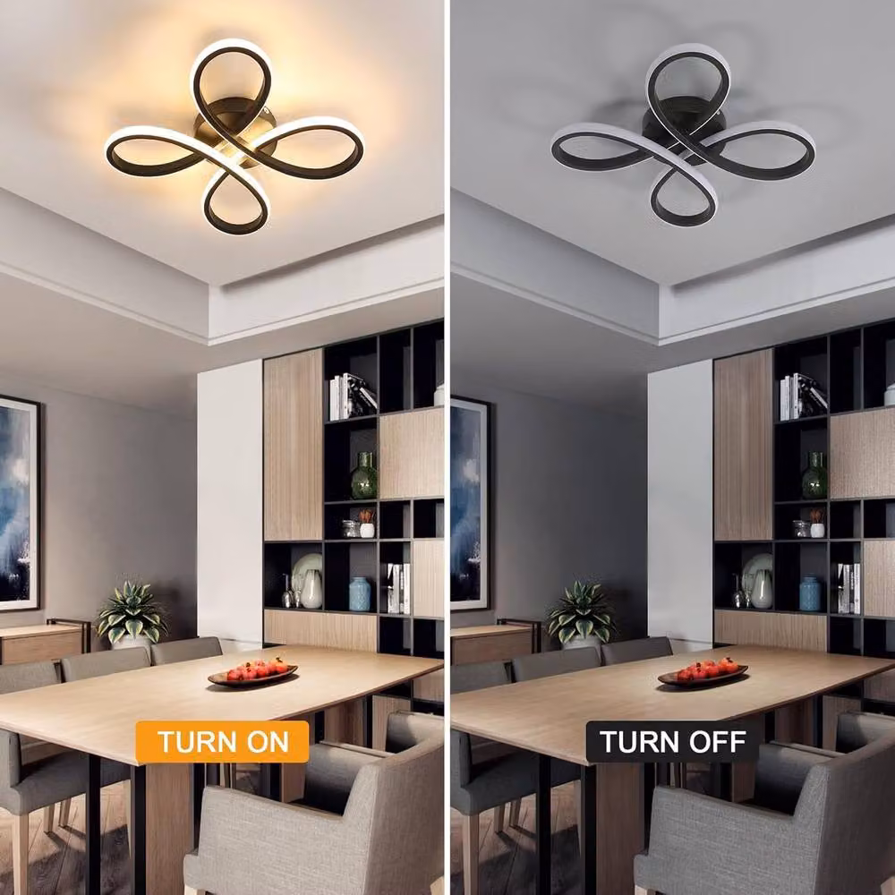Goeco Modern LED Ceiling Light with Black Flower Design, 30W, Warm White – 5