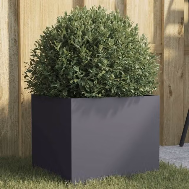 Berkfield Home Anthracite Steel Planter Tub in Black, W/D/H: 32 x 30 x 29 cm