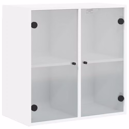 vidaXL Wall Cabinet with Glass Doors, White, W/D/H: 68 x 37 x 68.5 cm